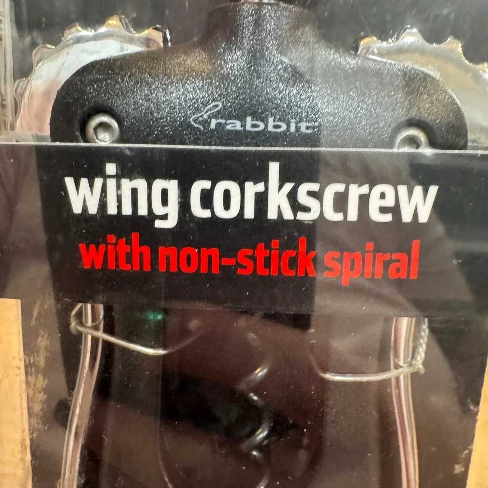 Rabbit Barware Wing Corkscrew with Non-Stick Spiral Metrokane W4041 Black Chrome